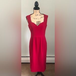 Dress The Population Elle Modern Sheath Garnet Red Sweetheart Neckline Midi US M